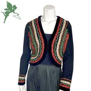 VINTAGE MARISA CHRISTNA Festive Knit Cropped Bolero Jacket